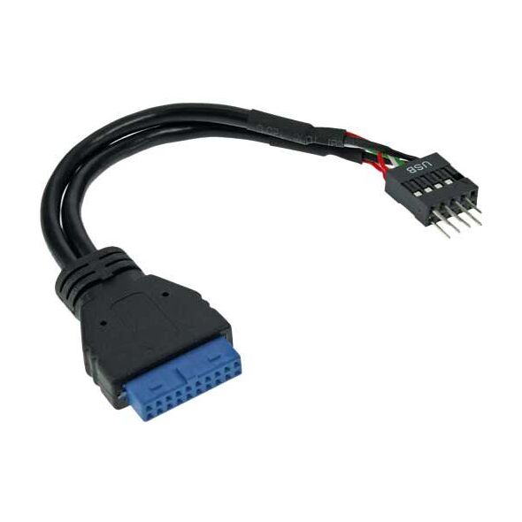 InLine USB 19 pin - USB 8 pin, 0.15m, Czarny (33446I)