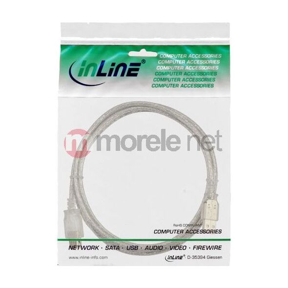 Kabel USB InLine USB-A - USB-A 3 m Biały (34605)