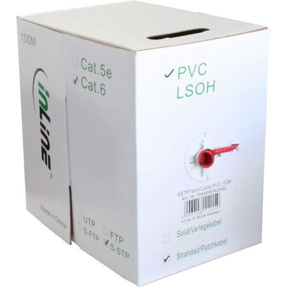 InLine Kabel instalacyjny rolk, Cat.6, 1000 Mbit, 100m, niebieski (76499B)