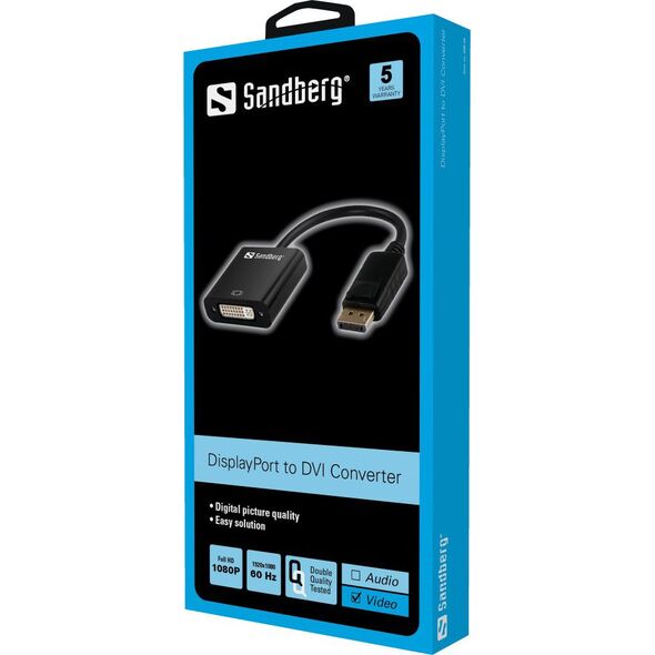 Adapter AV Sandberg DisplayPort - DVI-I czarny (50845)