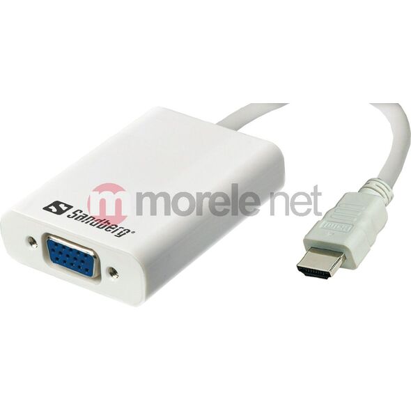 Adapter AV Sandberg HDMI - D-Sub (VGA) + Jack 3.5mm 0.15m biały (50877)
