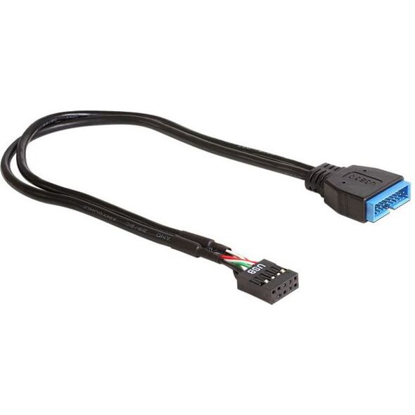Delock USB 19 pin - USB 9 pin, 0.3m, Czarny (83281)