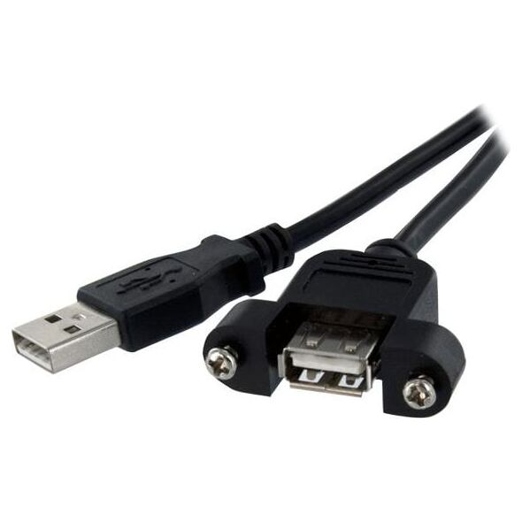 Kabel USB StarTech USB-A - USB-A 0.6 m Czarny (USBPNLAFAM2)
