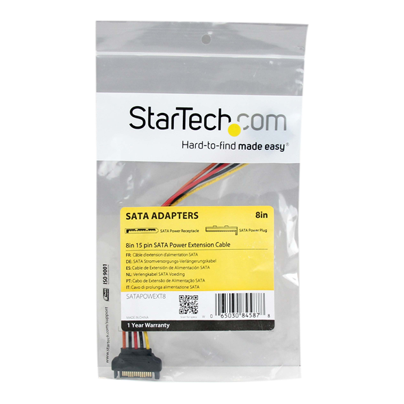 StarTech SATA 15-pin - SATA 15-pin, 0.2m, Wielokolorowy (SATAPOWEXT8)