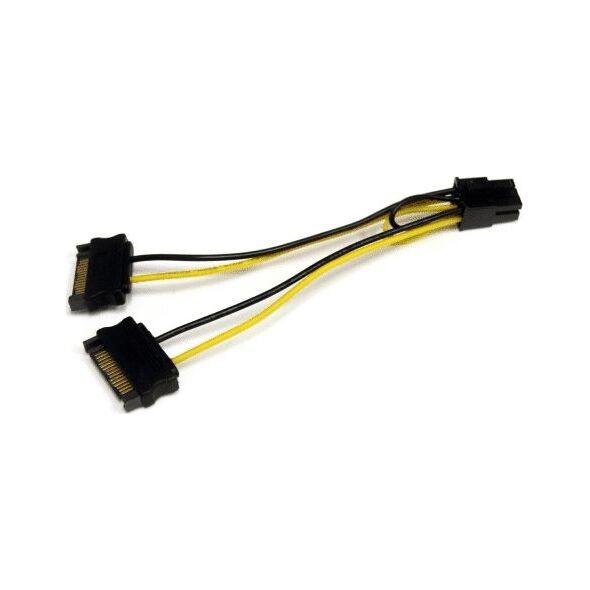 StarTech SATA 15-pin - PCIe 6-pin, 0.15m, Żółty (SATPCIEXADAP)