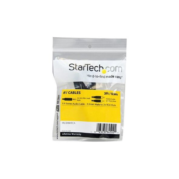 Kabel StarTech Jack 3.5mm - RCA (Cinch) x2 0.9m czarny (MU3MMRCA)