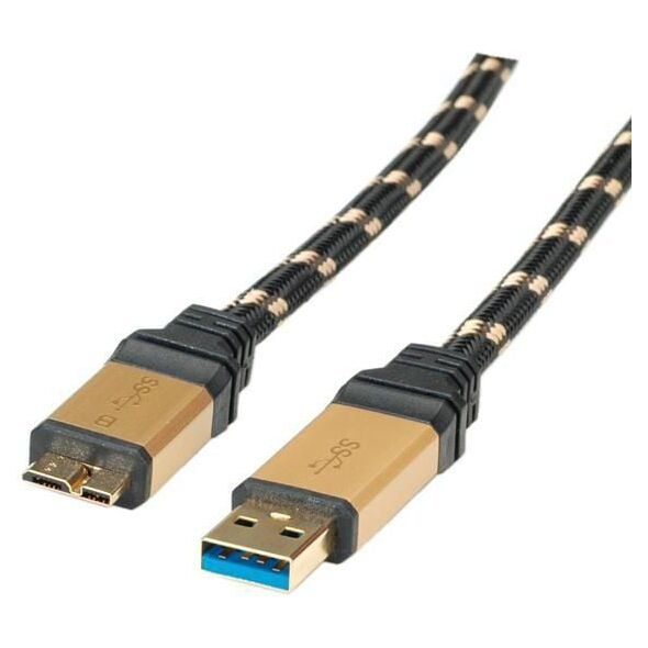 Kabel USB Roline USB-A - 0.8 m Czarny Złoty (11888878)