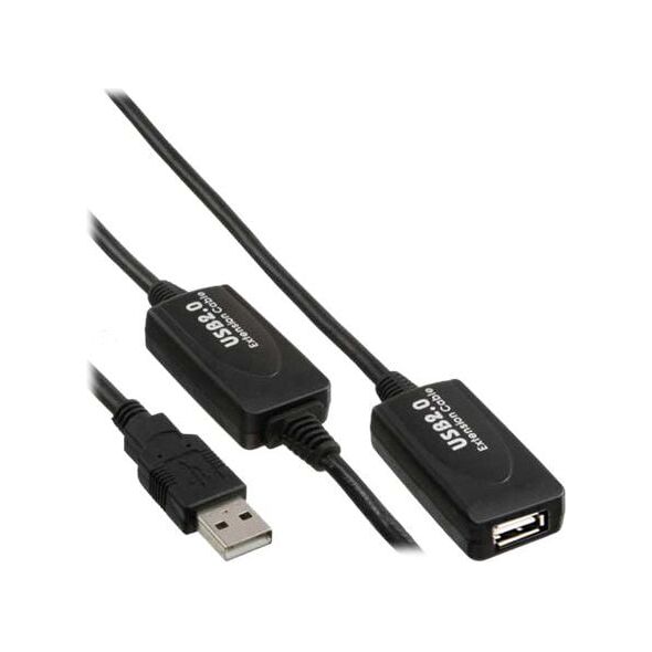Kabel USB InLine USB-A - USB-A 10 m Czarny (34612I)