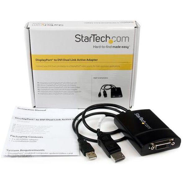 Adapter AV StarTech DVI-D - DisplayPort + USB-A czarny (DP2DVID2)