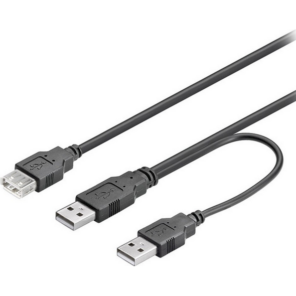 Kabel USB 2x USB-A - 0.3 m Czarny (93353)