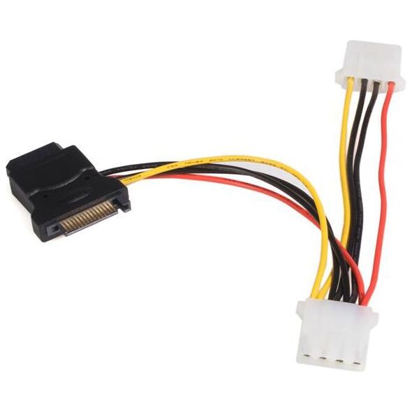 StarTech SATA 15-pin - Molex x3, 0.15m, Wielokolorowy (LP4SATAFM2L)