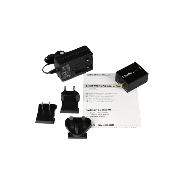 Adapter AV StarTech Toslink - RCA (Cinch) czarny (SPDIF2AA)