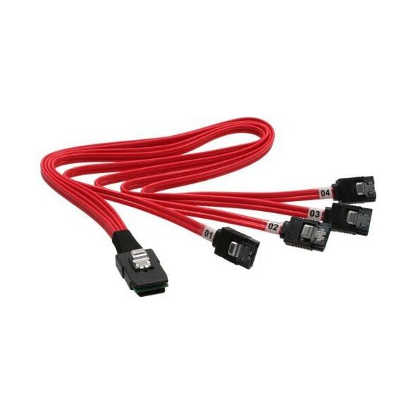 InLine SFF 8087 - SATA x4, 0.5m, Czerwony (27620)
