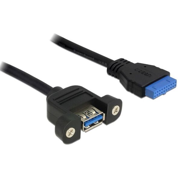 Delock USB zew. - USB wew., 0.5m, Czarny (83118)