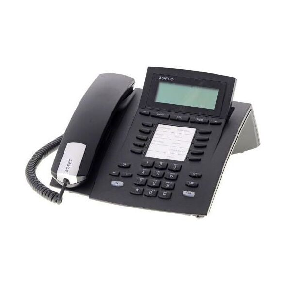 Telefon Agfeo Agfeo ST 22 IP BLACK/für AS-Anlagen mit Firmware ab 9.2b + ES-Systeme Firmware ab1.5d, bewegl. 2-zeiliges Display, HS- Anschluss, funktionstastenbezogenes Besetztlampenfeld, geeignet für ASIP Protokoll, Anbindung via LAN. Für PoE ausgelegt,