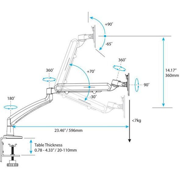 StarTech Uchwyt biurkowy na monitor 12" - 34" (ARMSLIM)