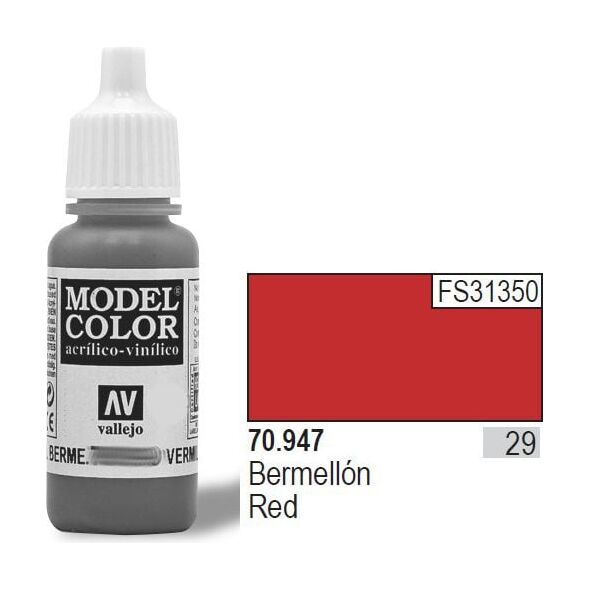 Vallejo VALLEJO Farba Nr29 Vermillion Matt 17ml - 70947