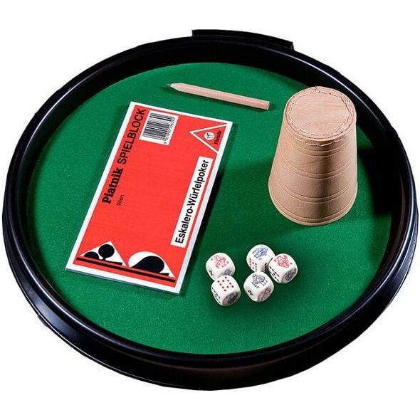 Piatnik PIATNIK KOŚCI POKEROWE TACKA, KUBEK SKÓR - 296758
