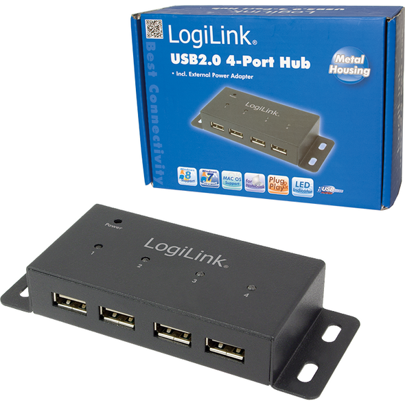 HUB USB LogiLink 4x USB-A 2.0 (UA0141A)