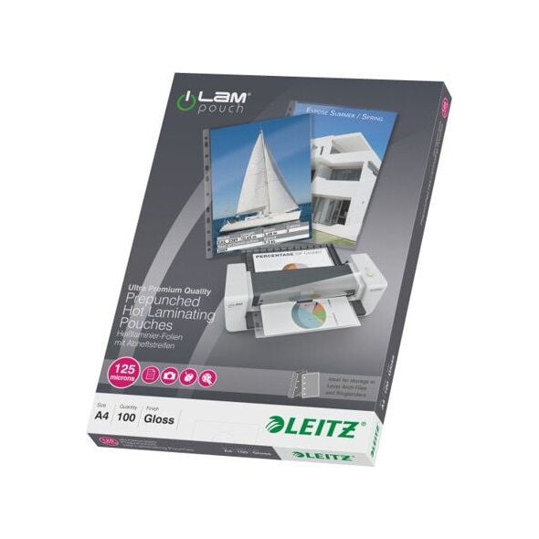 Esselte LEITZ 100 A4 LAM POUCH PUNCHED 125MICRON (33878)