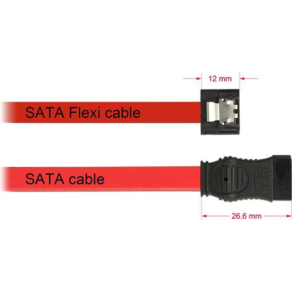 Delock SATA - SATA, 0.5m, Czerwony (83835)