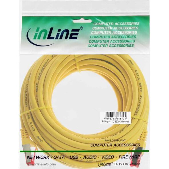 InLine Patchcord S/FTP, PiMF, Cat.6, PVC, żółty 15m (76415Y)