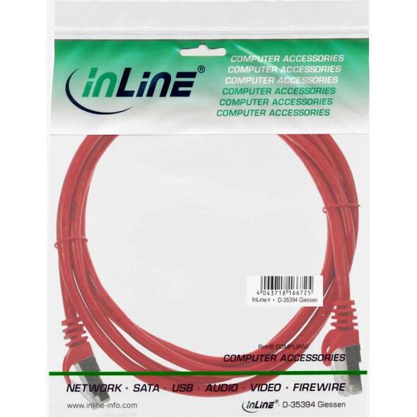 InLine Patchcord F/UTP, Cat.5e, czerwony 10m (71500R)