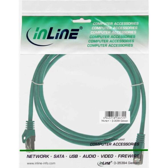 InLine Patchcord SF/UTP, Cat.5e, zielony 2m (72502G)