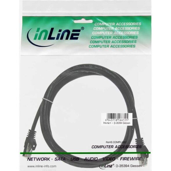 InLine Patchcord SF/UTP, Cat.5e, czarny 2m (72502S)