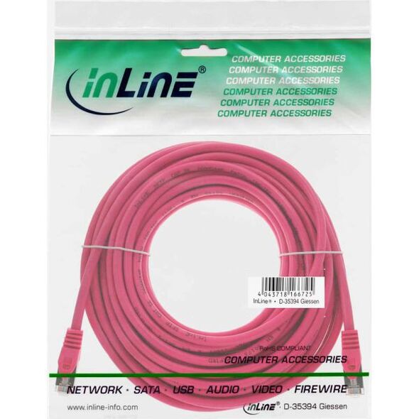 InLine Patchcord SF/UTP, Cat.5e, różowy 20m (72520M)