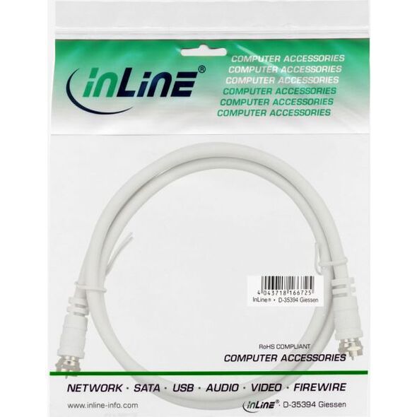 Kabel InLine Antenowy (F) 1m biały (69301)