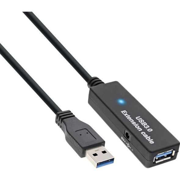 Kabel USB InLine USB-A - 10 m Czarny (35655)