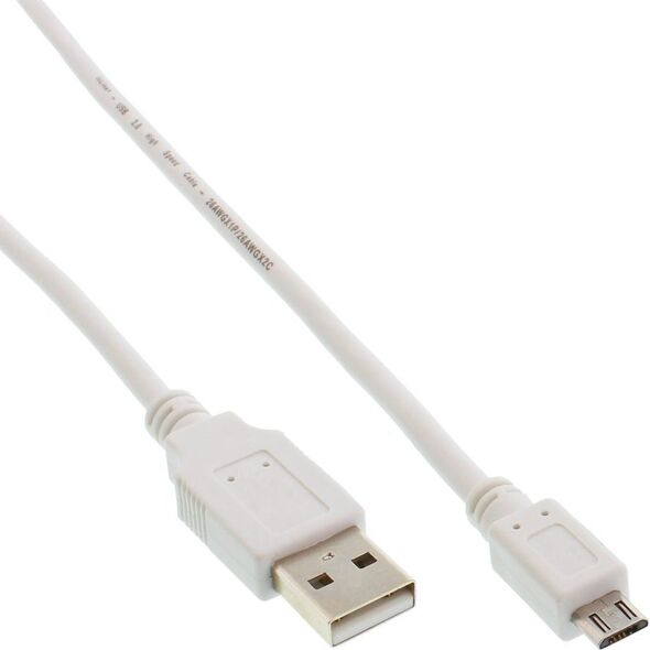 Kabel USB InLine USB-A - microUSB 0.5 m Biały (31705W)