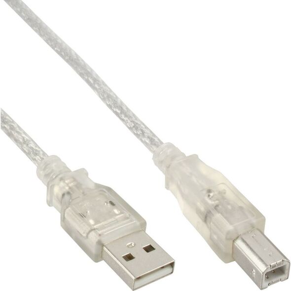 Kabel USB InLine USB-A - USB-B 2 m Przezroczysty (34518T)