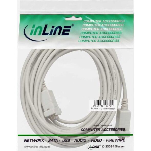 InLine DB-9 - DB-9, 10m, Szary (12226C)
