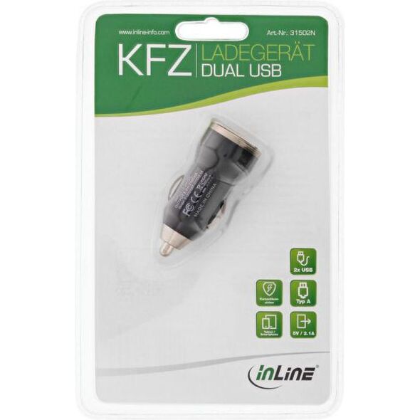 Ładowarka InLine 31502N 2x USB-A 3.1 A  (31502N)