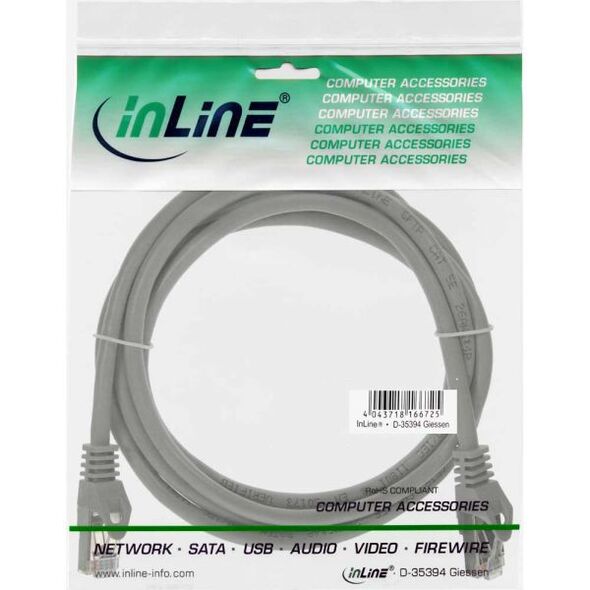 InLine Patchcord F/UTP, Cat.5e, szary, 0.3m (72533L)