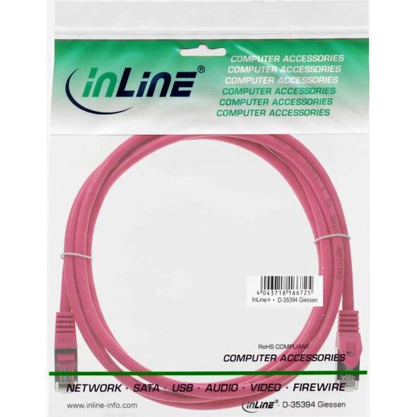 InLine Patchcord SF/UTP Cat.5e, różowy 0.3m (72533M)
