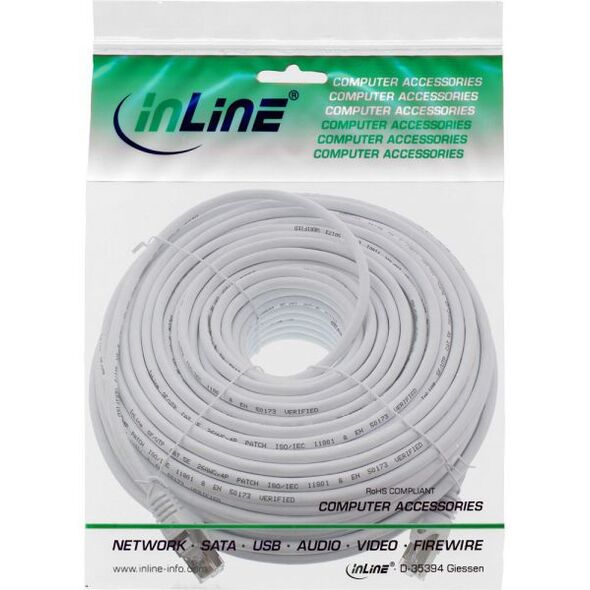 InLine Patchcord SF/UTP Cat.5e, biały 50m (72555W)