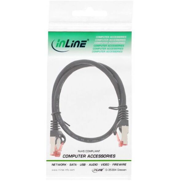 InLine Patchord Crosover S/FTP, Cat.6, czarny, 0.5m (73655X)