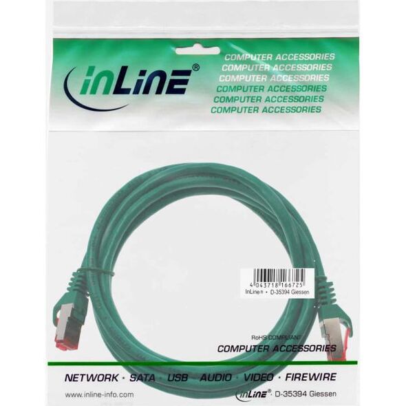 InLine Patchcord S/FTP, PiMF, Cat.6, 250MHz, PVC, CCA, zielony 1.5m (76112G)