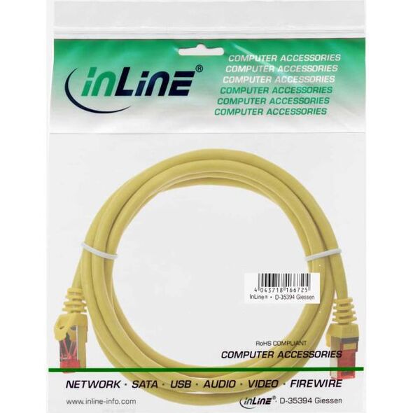 InLine Patchcord S/FTP, PiMF, Cat.6, 250MHz, PVC, CCA, żółty 1.5m (76112Y)