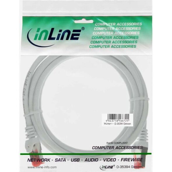 InLine Patchcord S/FTP, PiMF, Cat.6, 250MHz, PVC, CCA, biały 0.5m (76150W)