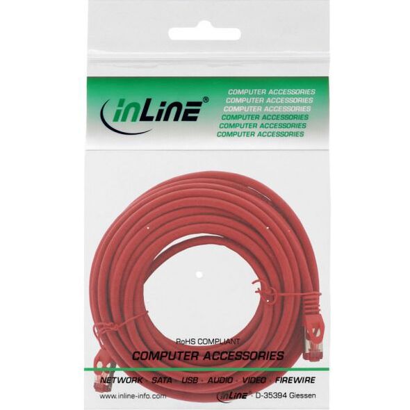 Intos Patchcord S/FTP, PiMF, Cat.6, 250MHz, halogen free, czerwony 15m (76915R)