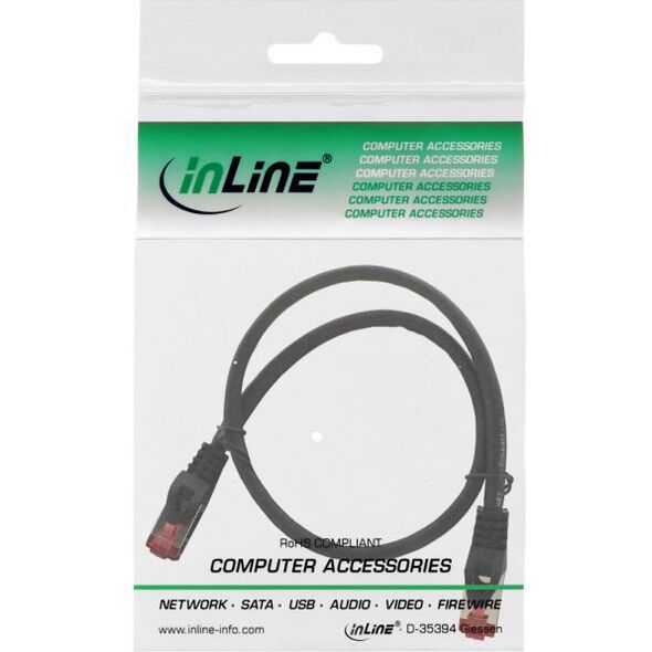 Intos Patchcord S/FTP, PiMF, Cat.6, 250MHz, halogen free, czarny 0.3m (76933S)