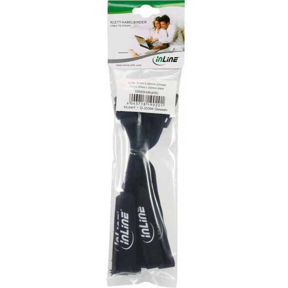 Organizer InLine Rzep Czarny 10 sztuk  (59945H)