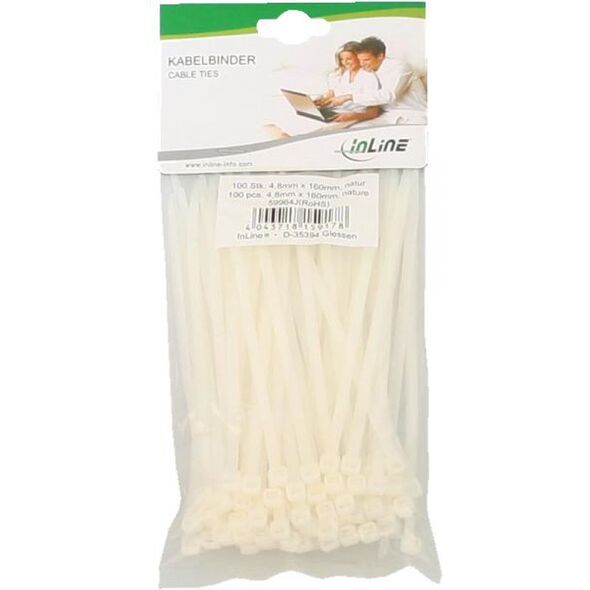 Organizer InLine Opaska zaciskowa Biały 100 sztuk  (59964J)