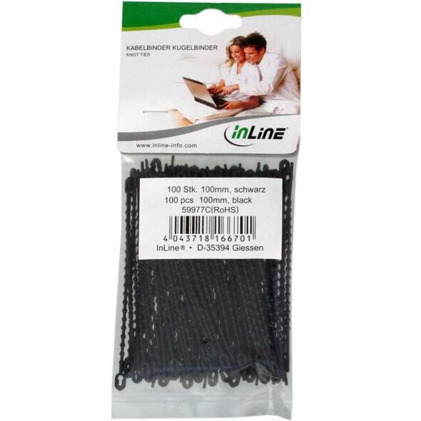 Organizer InLine Opaska zaciskowa Czarny 100 sztuk  (59977D)