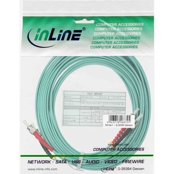 InLine Patchcord światłowodowy ST/ST, 50/125µm, OM3 15m (81515O)