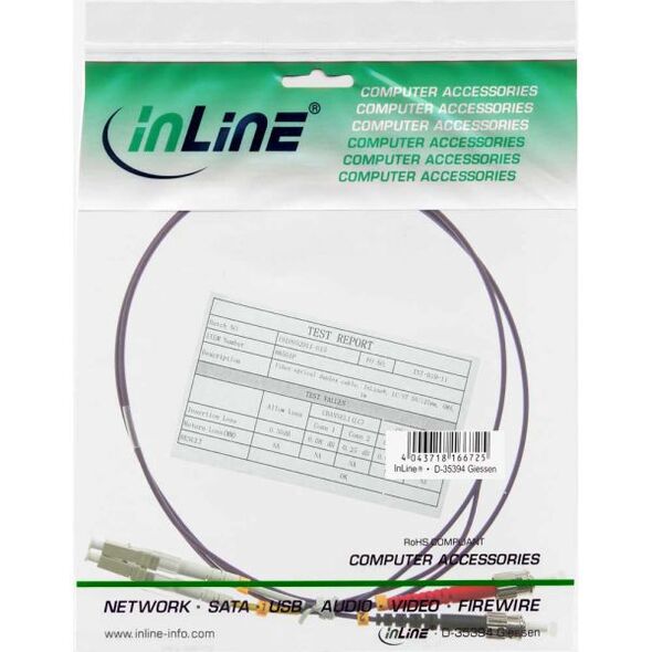 InLine Patchcord światłowodowy LC/ST 50/125µm OM4 1m (88501P)